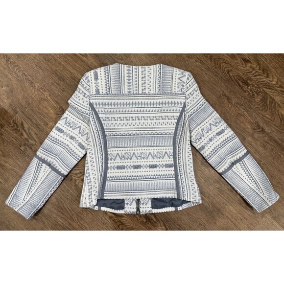 H&M Embroidered Aztec Front Zip Cardigan Jacket Blazer - Women’s Size 12 - EUC - Picture 2 of 4